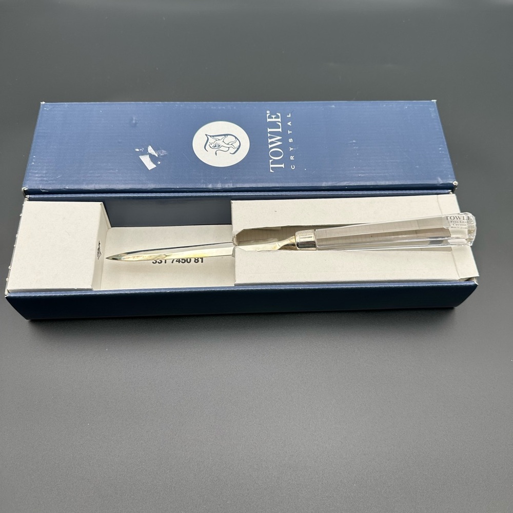 Towle Full Lead Crystal Glass Handled Charis Letter Opener #331 7450 81